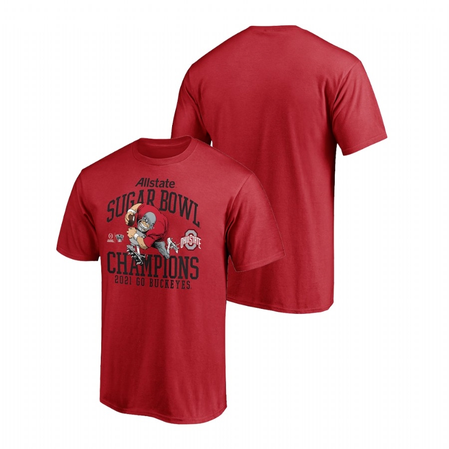 Ohio State Buckeyes Men's NCAA Scarlet 2021 Sugar Bowl Champions College Football T-Shirt VDF6149US